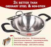 DesiDine Triply Steel Insulated Cool Grip Kadhai With Steel Lid